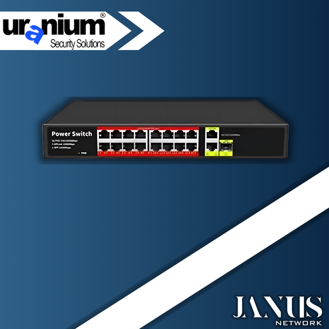 URANIUM POE-G1621SFP-300W 16 PORT GIGABIT+2XGB RJ45+1XSFP UPLINK POE RACKMOUNT SWITCH (REALTEK CHIPSET)